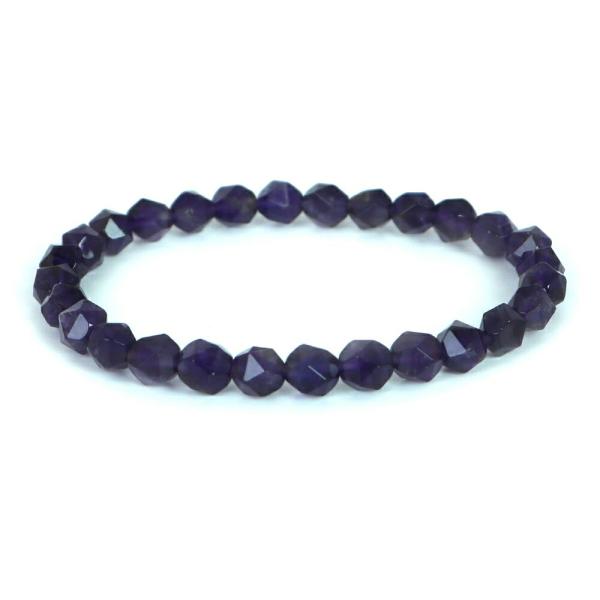 パワーストーン 天然石 ブレスレット アメジスト ダイヤカット 6mm 数珠 念珠 Bracelet...