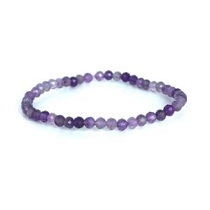 パワーストーン 天然石 ブレスレット アメジスト カット 4mm 数珠 念珠 Bracelet お試し価格｜gembazaar