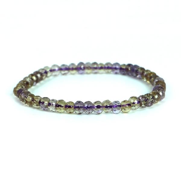 パワーストーン 天然石 ブレスレット アメトリン ボタンカット 4×5mm 数珠 念珠 Bracel...