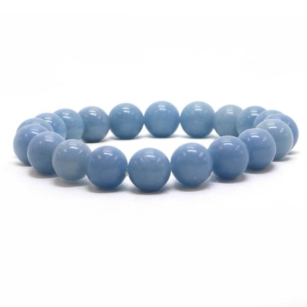 パワーストーン 天然石 ブレスレット エンジェライト 丸玉 12mm 数珠 念珠 Bracelet ...