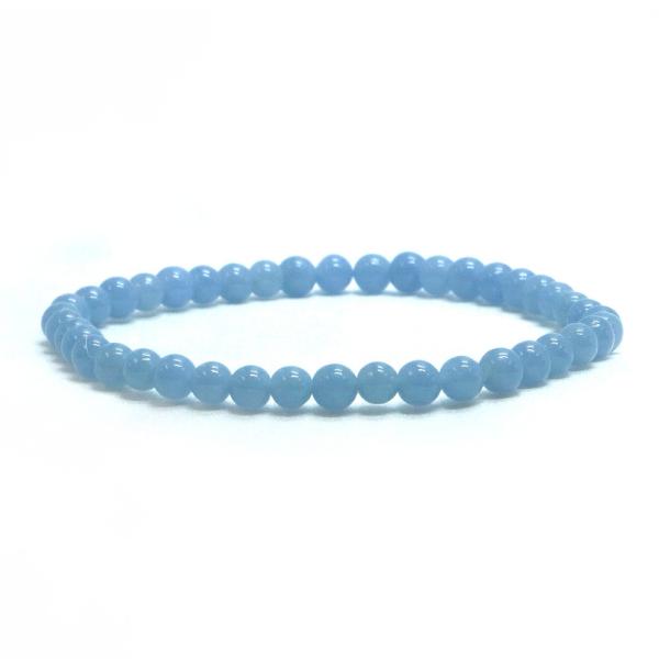 パワーストーン 天然石 ブレスレット エンジェライト 丸玉 4mm 数珠 念珠 Bracelet お...