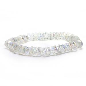 パワーストーン 天然石 ブレスレット アクアオーラレインボーオーラ ボタンカット 4×7mm 数珠 念珠 Bracelet お試し価格｜gembazaar