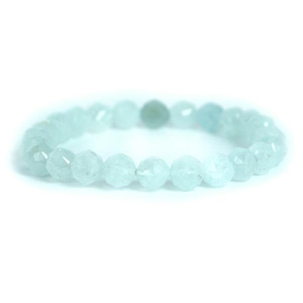 パワーストーン 天然石 ブレスレ ット アクアマリン【ダイヤカット】8mm 数珠 念珠 Bracel...