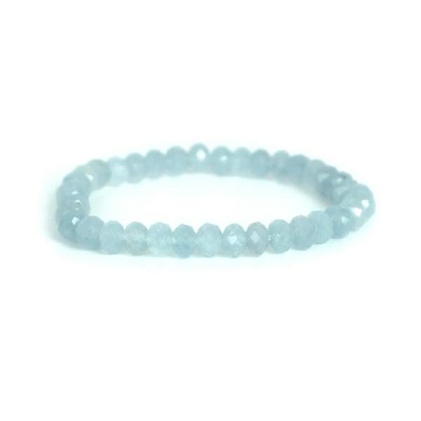 パワーストーン 天然石 ブレスレット アクアマリン 4×6mm ボタンカット 数珠 念珠 Brace...
