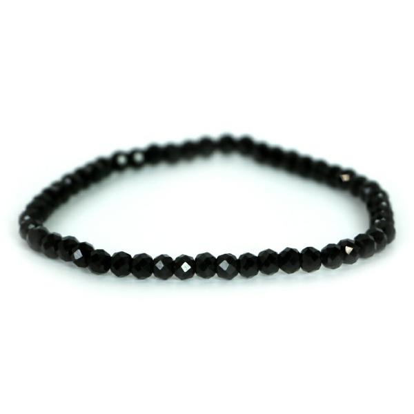 パワーストーン 天然石 ブレスレット ブラックスピネル ボタンカット 4×5mm 数珠 念珠 Bra...