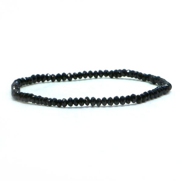 パワーストーン 天然石 ブレスレット ブラックスピネル ボタンカット 2×3mm 数珠 念珠 Bra...