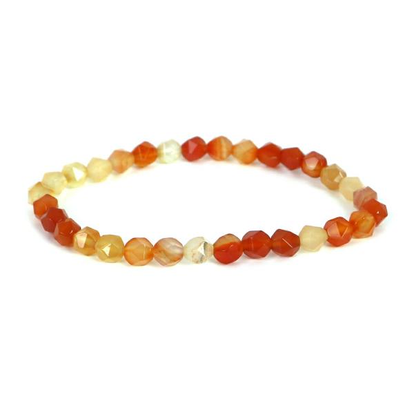 パワーストーン 天然石 ブレスレット カーネリアン ダイヤカット 6mm 数珠 念珠 Bracele...