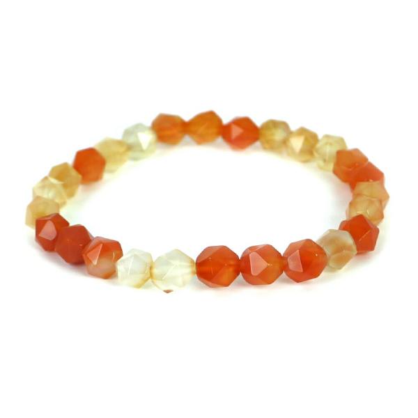 パワーストーン 天然石 ブレスレット カーネリアン ダイヤカット 8mm 数珠 念珠 Bracele...