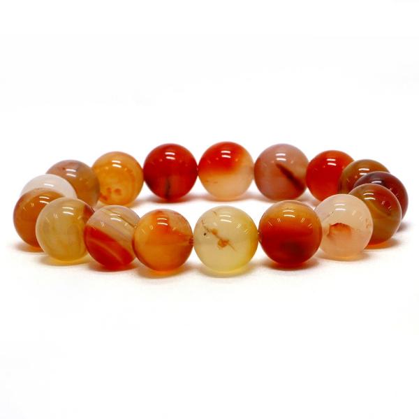 パワーストーン 天然石 ブレスレット カーネリアン 丸玉 12mm 数珠 念珠 Bracelet お...
