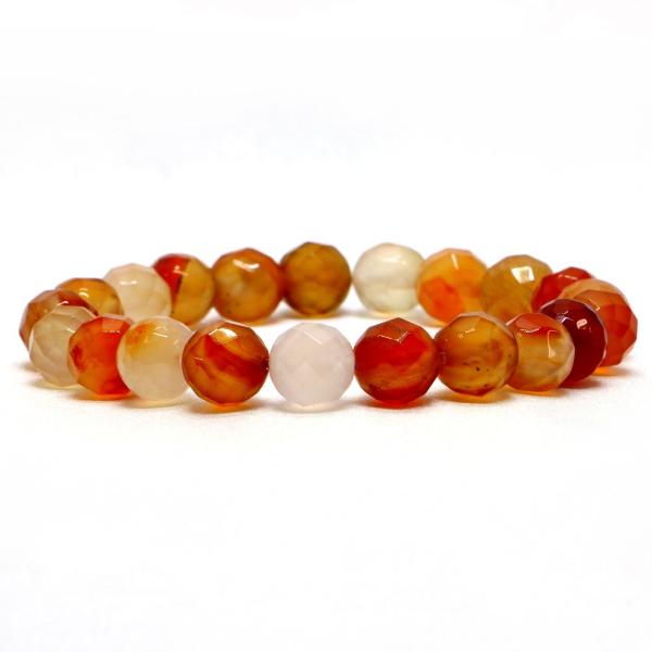 パワーストーン 天然石 ブレスレット カーネリアン カット 8mm 数珠 念珠 Bracelet お...