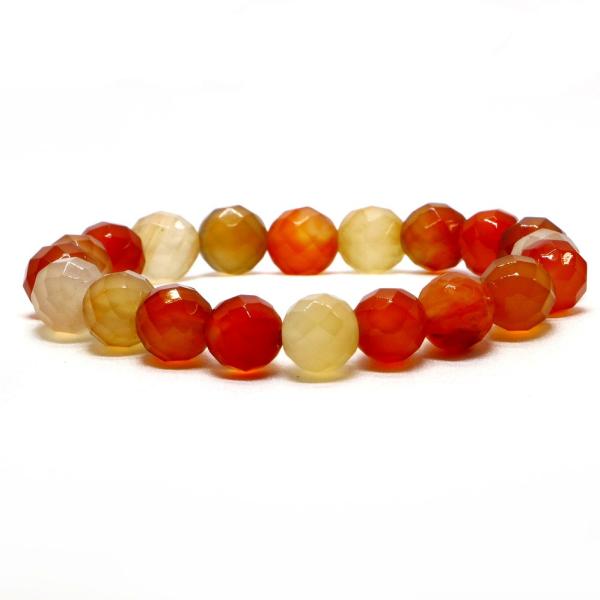 パワーストーン 天然石 ブレスレット カーネリアン カット 10mm 数珠 念珠 Bracelet ...