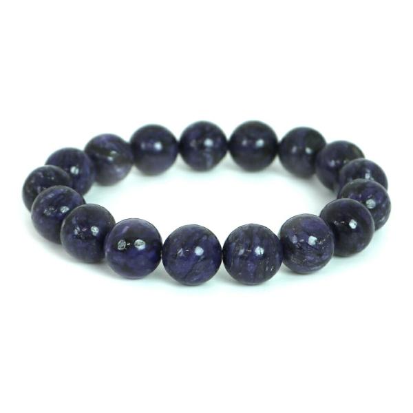 パワーストーン 天然石 ブレスレット チャロアイト 丸玉 12mm 数珠 念珠 Bracelet お...