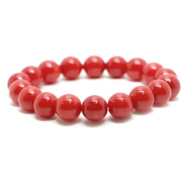 パワーストーン 天然石 ブレスレット コーラル（さんご・染め）赤色 丸玉 10mm 数珠 念珠 Br...