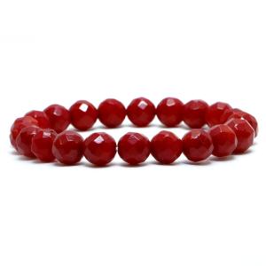 パワーストーン 天然石 ブレスレット コーラル（さんご・染め）赤色 カット 8mm 数珠 念珠 Bracelet お試し価格｜gembazaar