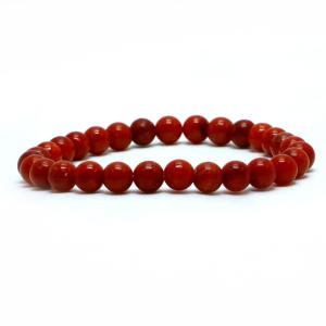 パワーストーン 天然石 ブレスレット コーラル（さんご・染め）朱色 丸玉 6mm 数珠 念珠 Bracelet お試し価格｜gembazaar