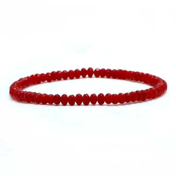 パワーストーン 天然石 ブレスレット コーラル（さんご・染め）赤色 ボタンカット 2×4mm 数珠 ...