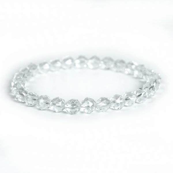 パワーストーン 天然石 ブレスレット 水晶 クリスタル ダイヤカット 6ｍｍ 数珠 念珠 Brace...