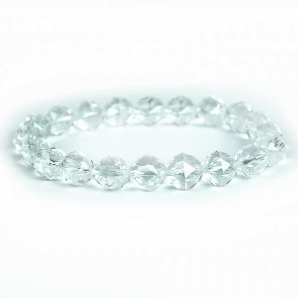 パワーストーン 天然石 ブレスレット 水晶 クリスタル ダイヤカット 10ｍｍ 数珠 念珠 Brac...
