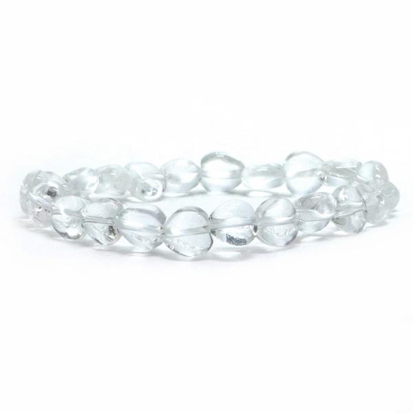 パワーストーン 天然石 ブレスレット 水晶 クリスタル ハート 8mm（厚み5mm） 数珠 念珠 B...