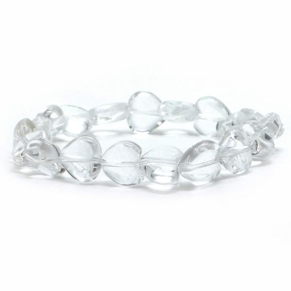 パワーストーン 天然石 ブレスレット 水晶 クリスタル ハート 10mm（厚み5mm） 数珠 念珠 ...