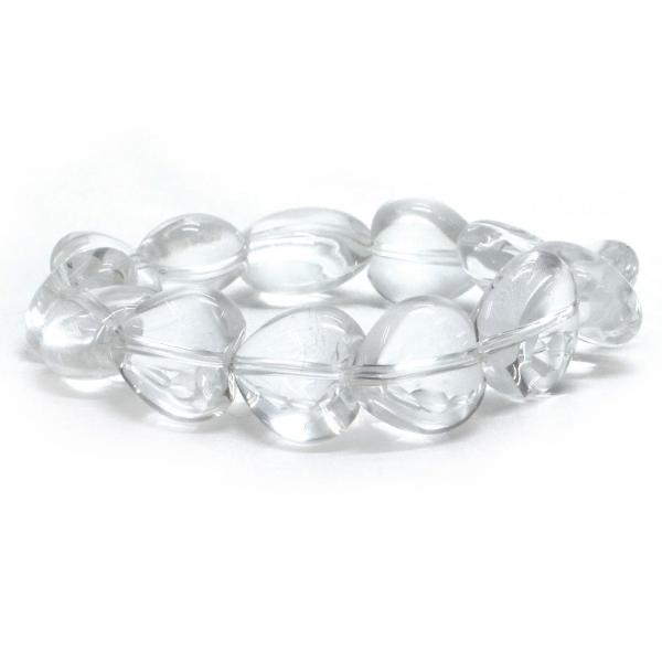 パワーストーン 天然石 ブレスレット 水晶 クリスタル ハート 14mm（厚み6mm） 数珠 念珠 ...