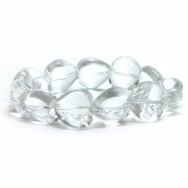 パワーストーン 天然石 ブレスレット 水晶 クリスタル ハート 16mm（厚み9mm） 数珠 念珠 ...