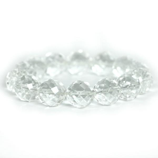 パワーストーン 天然石 ブレスレット 水晶 クリスタル カット 16mm 数珠 念珠 Bracele...