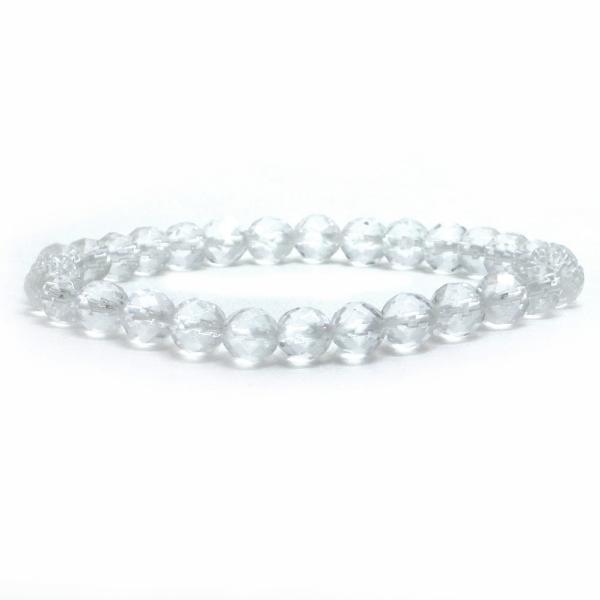 パワーストーン 天然石 ブレスレット 水晶 クリスタル カット 6mm 数珠 念珠 Bracelet...