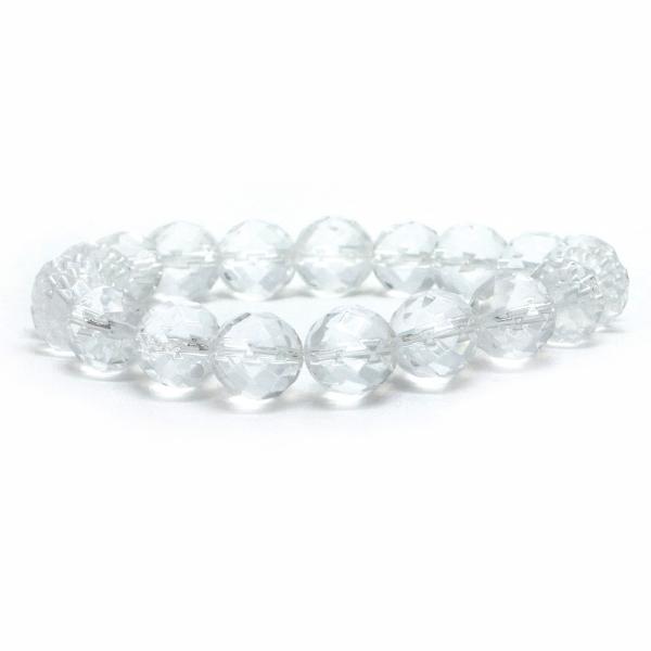 パワーストーン 天然石 ブレスレット 水晶 クリスタル カット 10mm 数珠 念珠 Bracele...