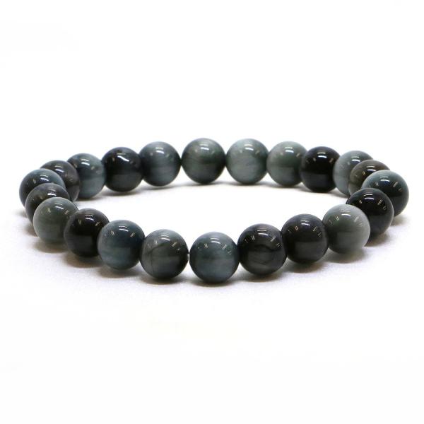 パワーストーン 天然石 ブレスレット イーグルアイ（グレータイガーアイ） 丸玉 8mm 数珠 念珠 ...