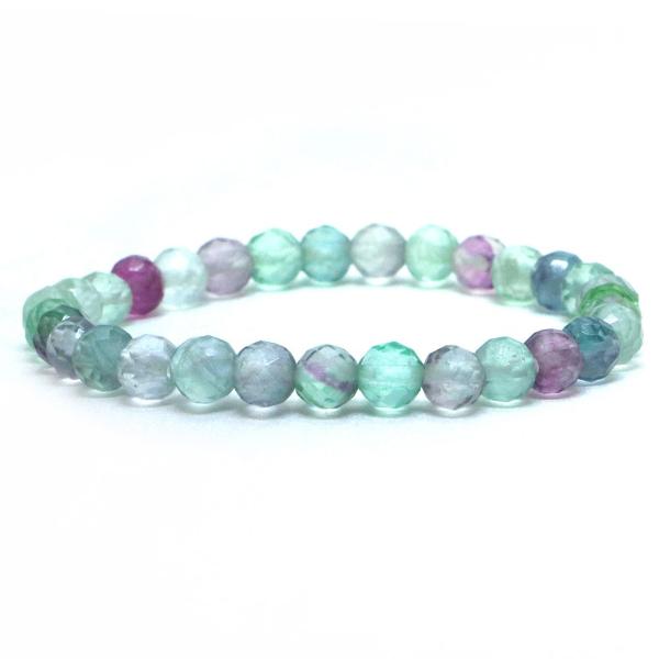 パワーストーン 天然石 ブレスレット フローライト カット 6mm 数珠 念珠 Bracelet お...