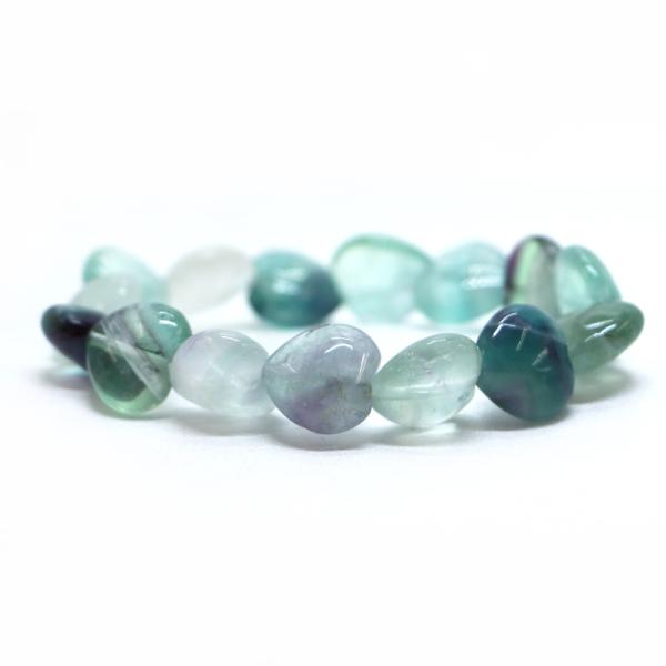 パワーストーン 天然石 ブレスレット フローライト ハート 14mm（厚み7mm） 数珠 念珠 Br...