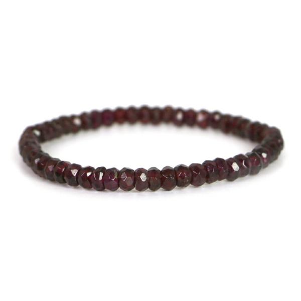 パワーストーン 天然石 ブレスレット ガーネット ボタンカット 3×4mm 数珠 念珠 Bracel...