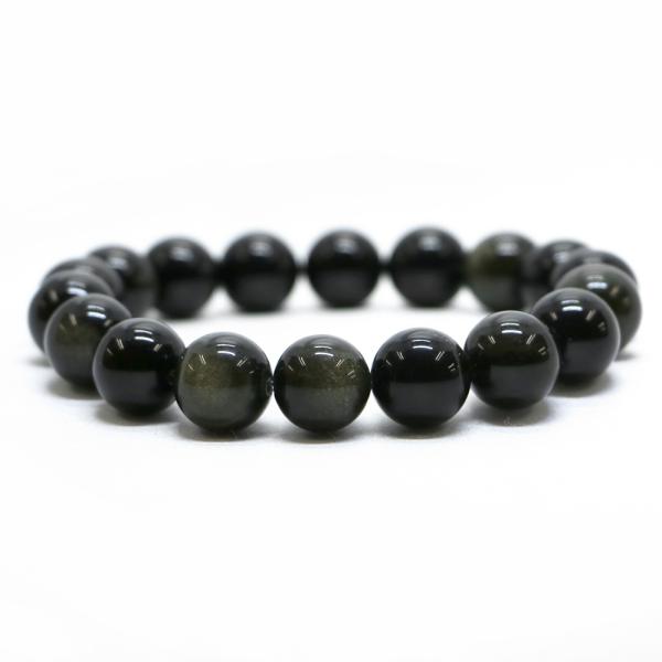 パワーストーン 天然石 ブレスレット ゴールデンオブジディアン 丸玉 12mm 数珠 念珠 Brac...