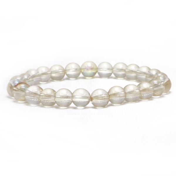 パワーストーン 天然石 ブレスレット ゴールデンオーラクリスタル(薄め) 丸玉 8mm 数珠 念珠 ...