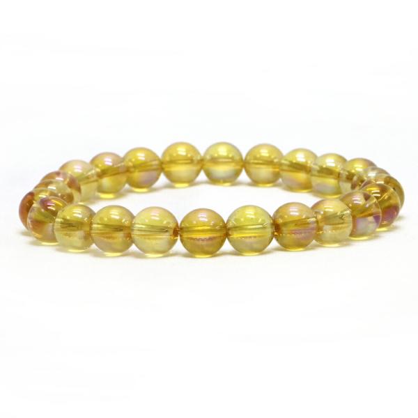 パワーストーン 天然石 ブレスレット ゴールデンオーラクリスタル(濃いめ) 丸玉 8mm 数珠 念珠...