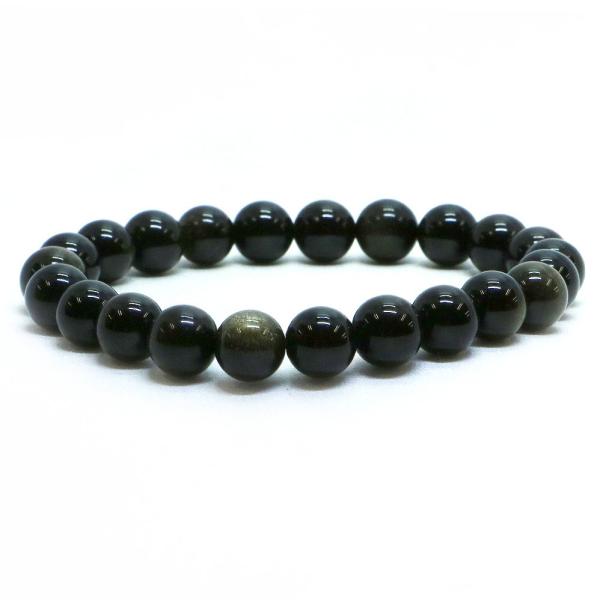 パワーストーン 天然石 ブレスレット ゴールデンオブジディアン 丸玉 8mm 数珠 念珠 Brace...