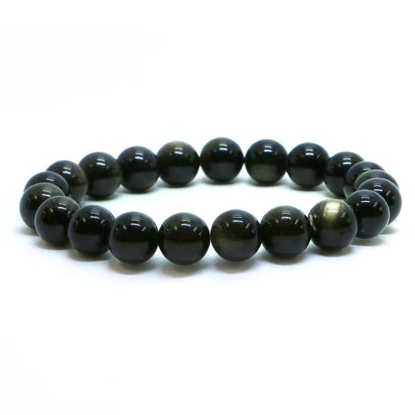 パワーストーン 天然石 ブレスレット ゴールデンオブジディアン 丸玉 10mm 数珠 念珠 Brac...