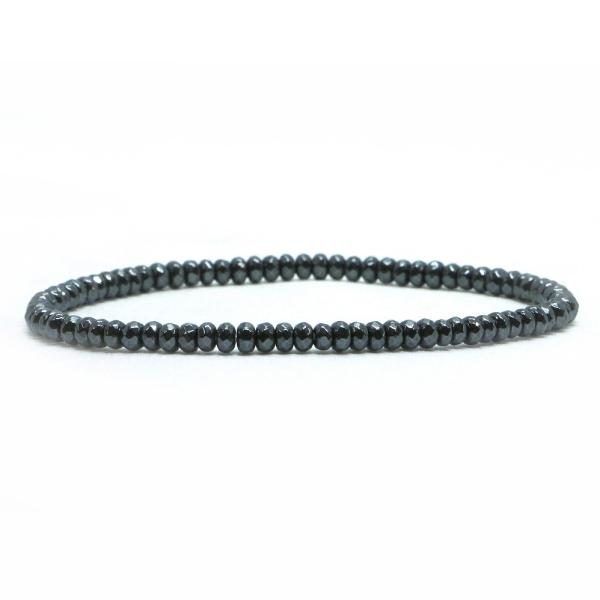 パワーストーン 天然石 ブレスレット ヘマタイト ボタンカット 2×3mm 数珠 念珠 Bracel...