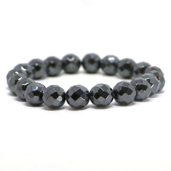 パワーストーン 天然石 ブレスレット ヘマタイト カット 10mm 数珠 念珠 Bracelet お...