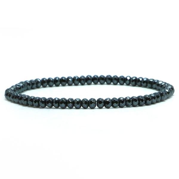 パワーストーン 天然石 ブレスレット ヘマタイト ボタンカット 3×4mm 数珠 念珠 Bracel...