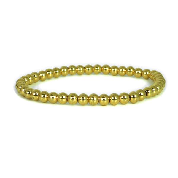 パワーストーン 天然石 ブレスレット ヘマタイト ゴールド 丸玉 4ｍｍ 数珠 念珠 Bracele...