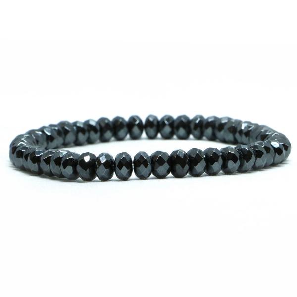 パワーストーン 天然石 ブレスレット ヘマタイト ボタンカット 4×6mm 数珠 念珠 Bracel...