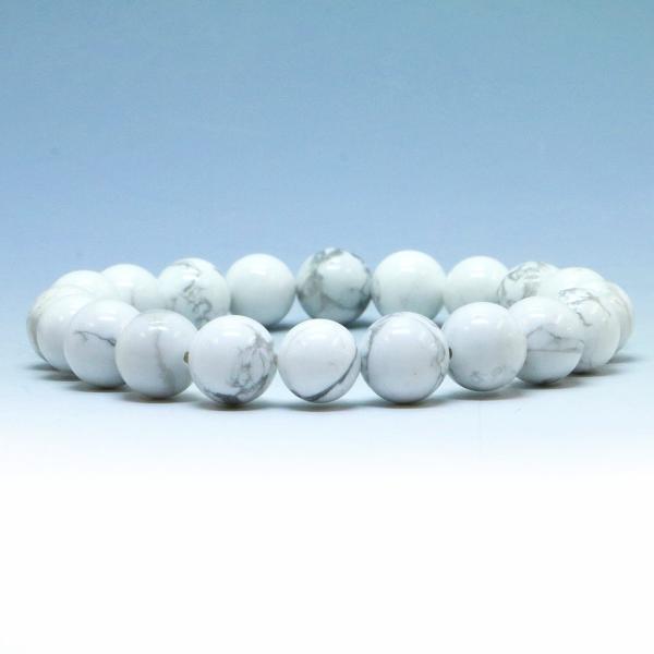 パワーストーン 天然石 ブレスレット ハウライト マグネサイト 丸玉 10mm 数珠 念珠 Brac...