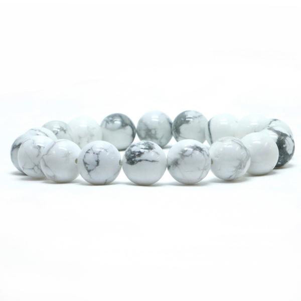 パワーストーン 天然石 ブレスレット ハウライト マグネサイト 丸玉 12mm 数珠 念珠 Brac...