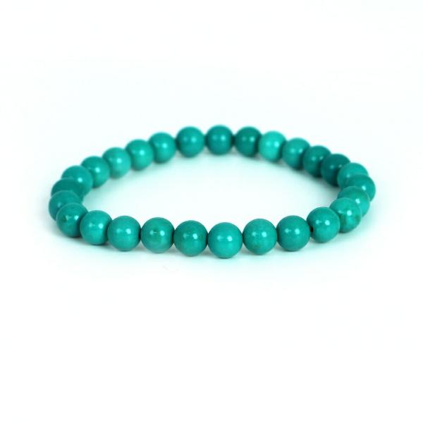 パワーストーン 天然石 ブレスレット ハウライト マグネサイト ターコイズ(染め グリーン) 丸玉 ...