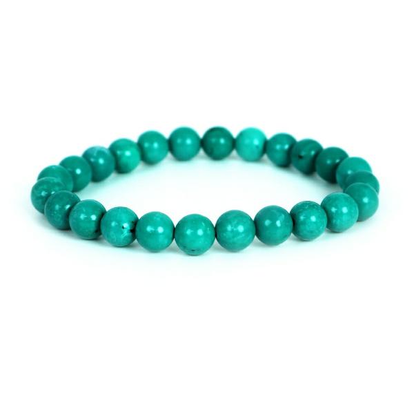 パワーストーン 天然石 ブレスレット ハウライト マグネサイト ターコイズ(染め グリーン) 丸玉 ...