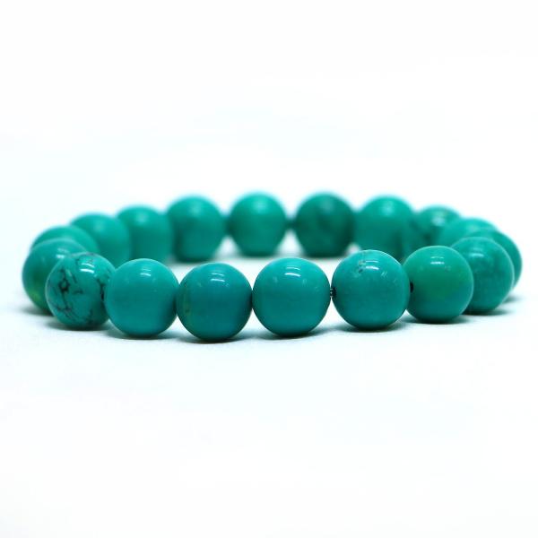 パワーストーン 天然石 ブレスレット ハウライト マグネサイト ターコイズ(染め グリーン) 丸玉 ...