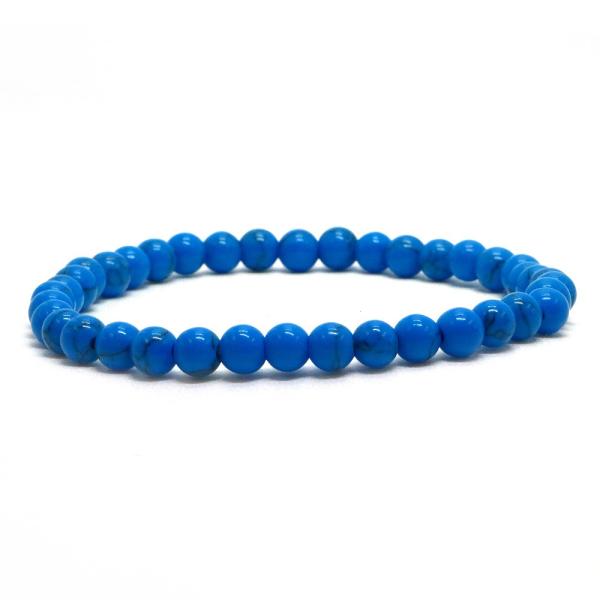 パワーストーン 天然石 ブレスレット フェイク ターコイズ(人工石 ブルー) 丸玉 6mm 数珠 念...