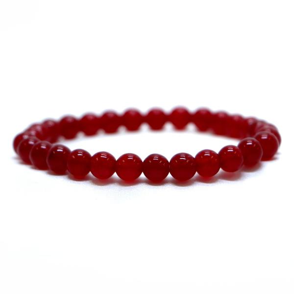 パワーストーン 天然石 ブレスレット カラージェード(レッド・染め) 丸玉 6mm 数珠 念珠 Br...